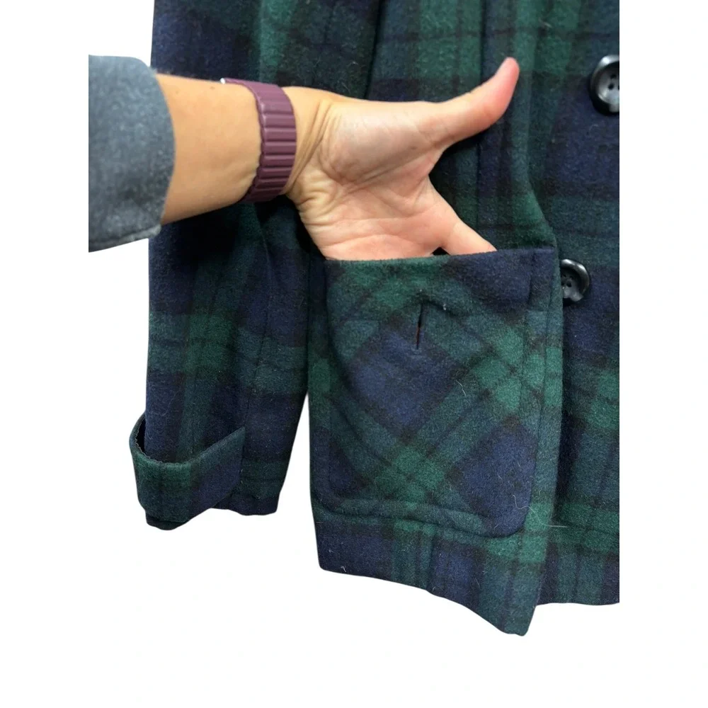 St.‎ John's Bay Women's Plaid Peacoat Preppy Academia Y2K Wool Blend Outerwear S